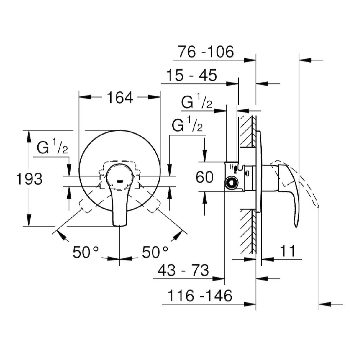 33556002 Grohe Eurosmart podometna armatura za tuš