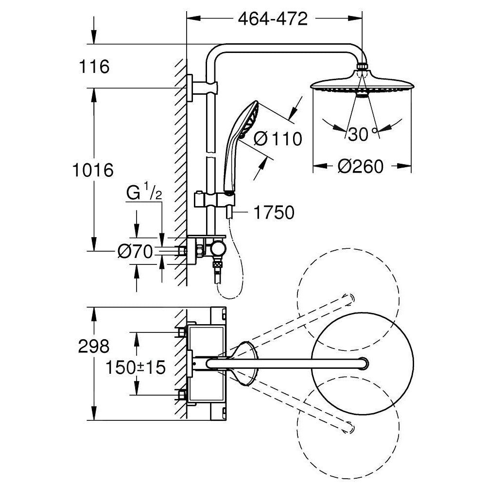 26403001 Grohe Vitalio Joy 260 termostatska armatura s tuš setom