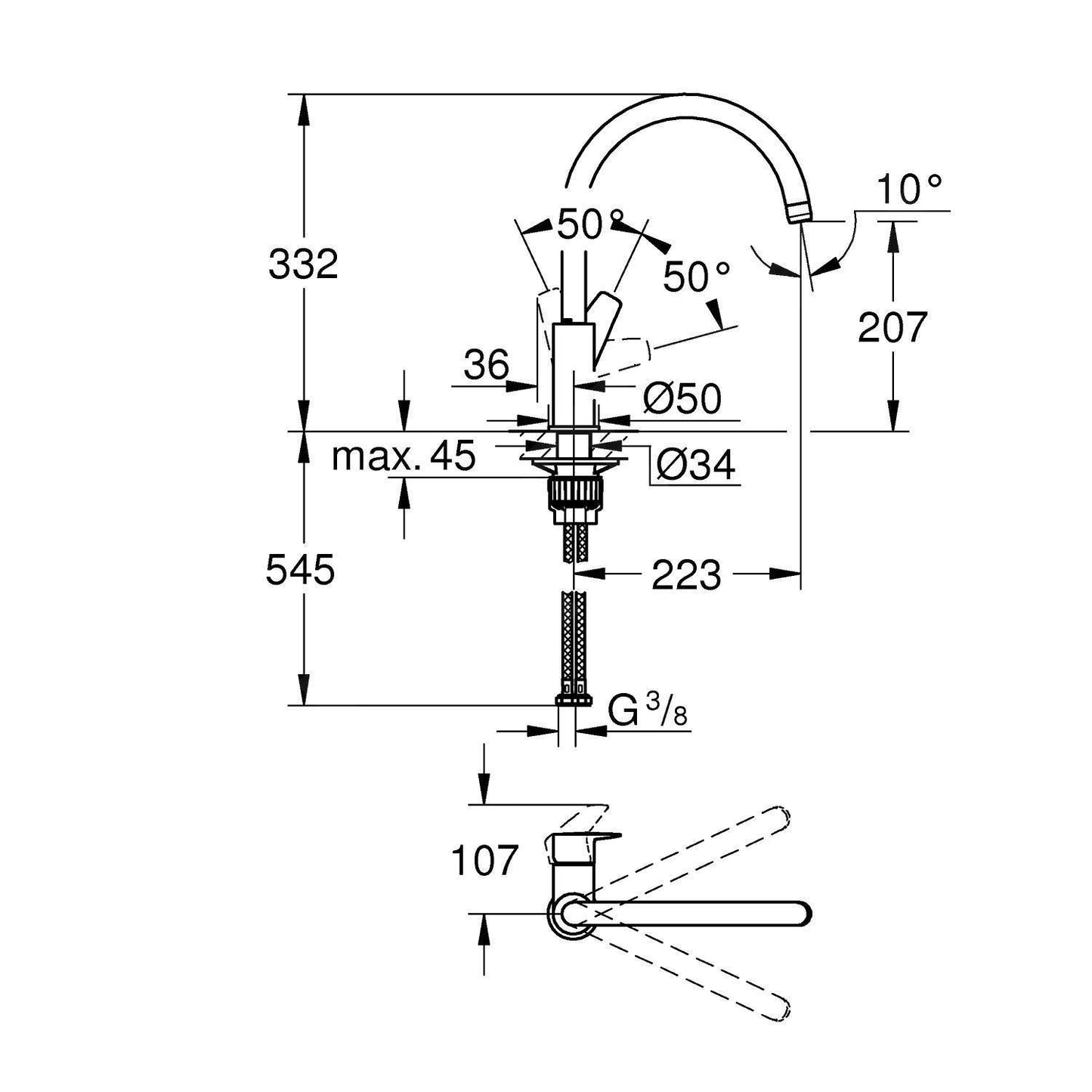 31367001 Grohe BauEdge kuhinjska armatura