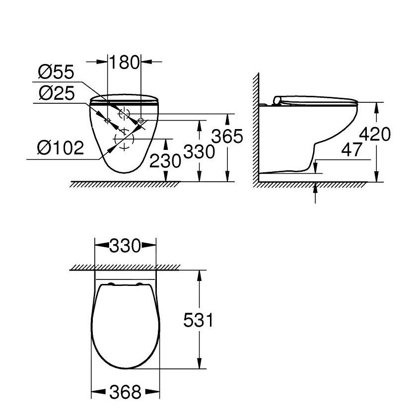 39497000 Grohe Bau Ceramic viseča WC školjka z WC desko