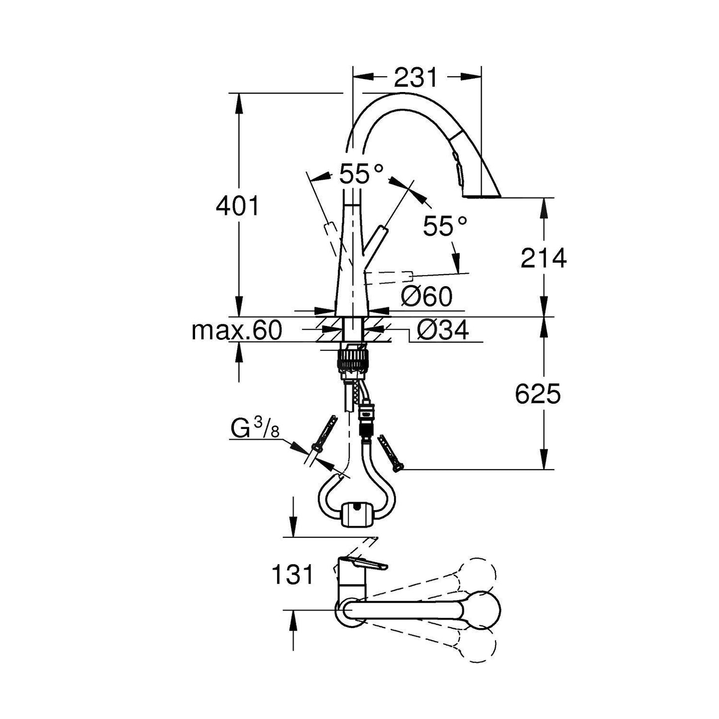 32294002 Grohe Zedra izvlečna kuhinjska armatura