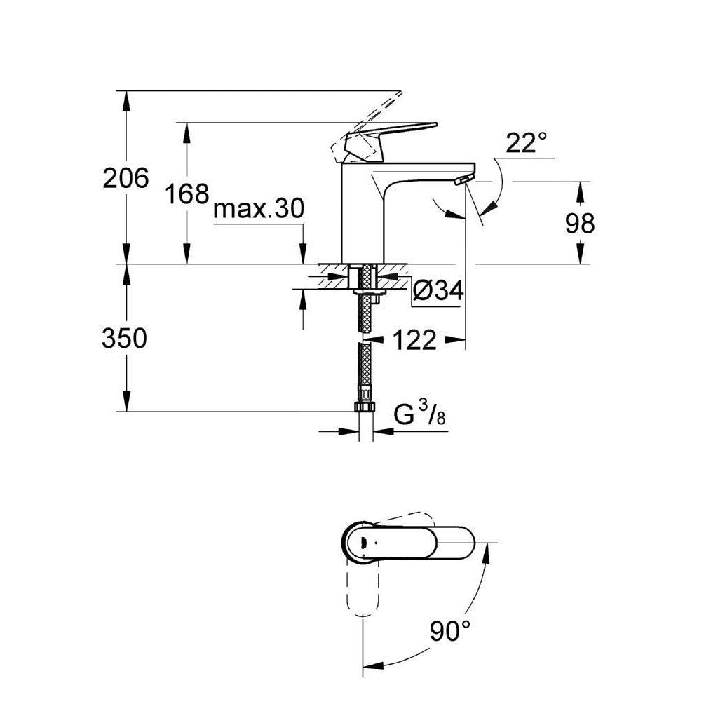 Armature za umivalnike — 2339800E Grohe Eurosmart Cosmopolitan Cold Start armatura za umivalnik | SAN-KERAMIKA.SI