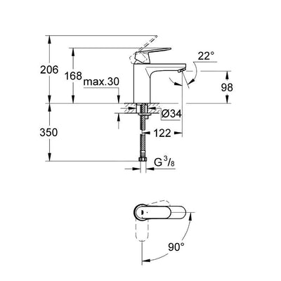 Armature za umivalnike — 2339800E Grohe Eurosmart Cosmopolitan Cold Start armatura za umivalnik | SAN-KERAMIKA.SI