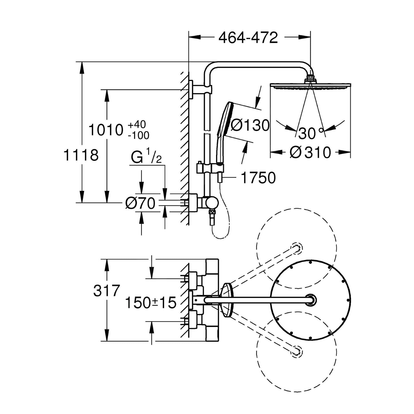 27968001 Grohe Rainshower SmartActive 310 termostatska armatura s tuš setom