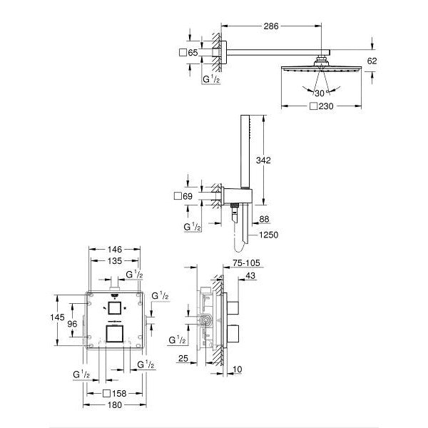 34741000 Grohe Grohtherm Cube Perfect Rainshower Allure 230 podometni komplet za tuš