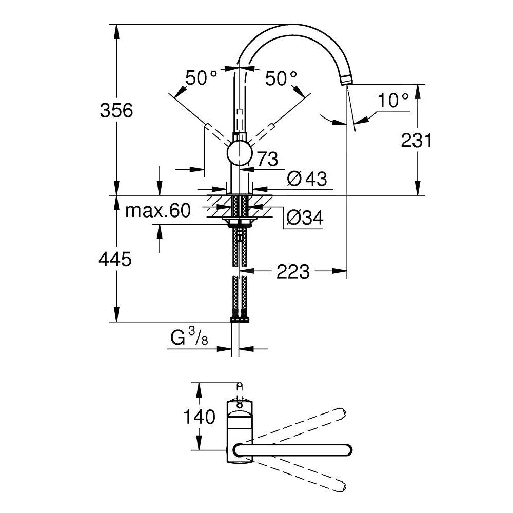 32917KS0 Grohe Minta črna kuhinjska armatura