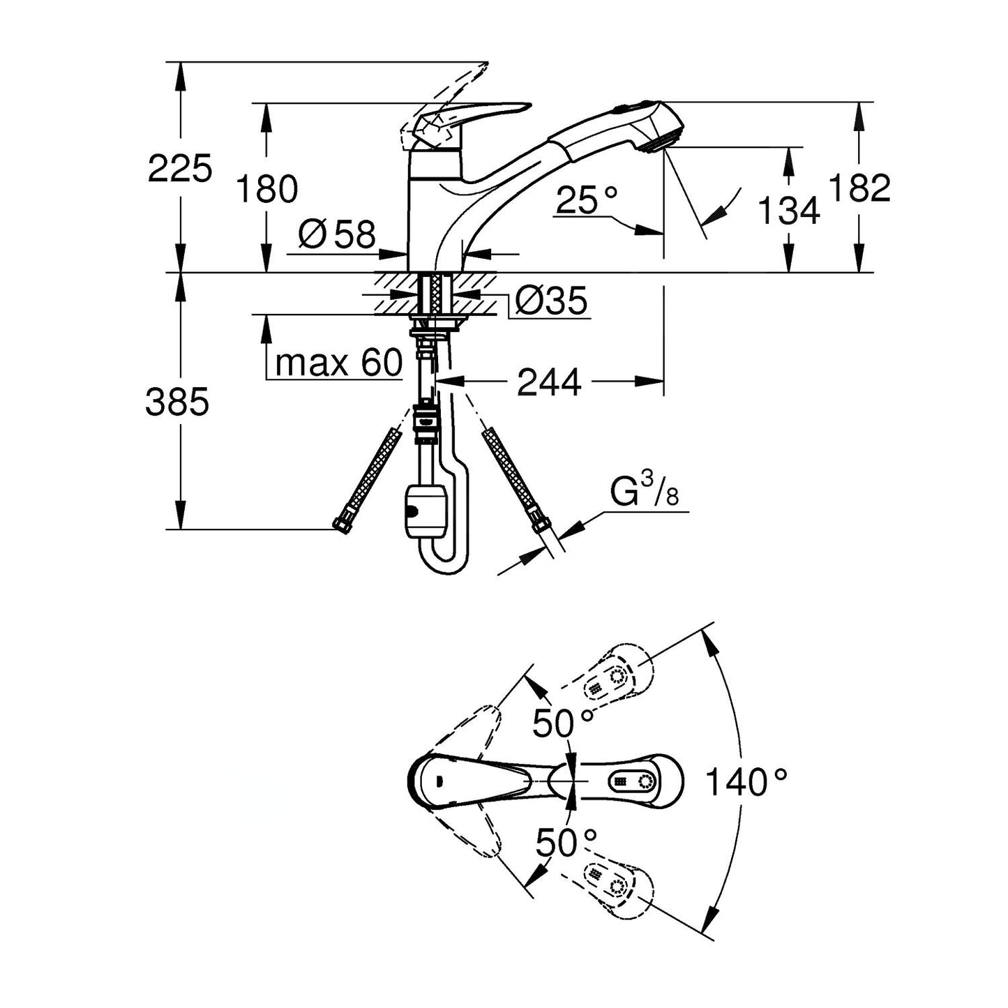 32257001 Grohe Eurodisc izvlečna kuhinjska armatura