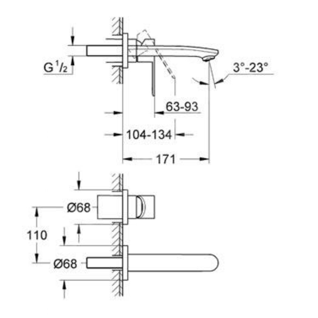 Armature za umivalnike — 19571002 Grohe Eurostyle Cosmopolitan podometna armatura za umivalnik | SAN-KERAMIKA.SI