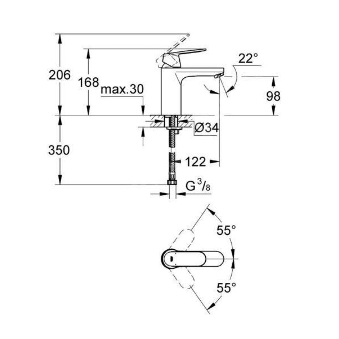 Armature za umivalnike — 23327000 Grohe Eurosmart Cosmopolitan armatura za umivalnik | SAN-KERAMIKA.SI