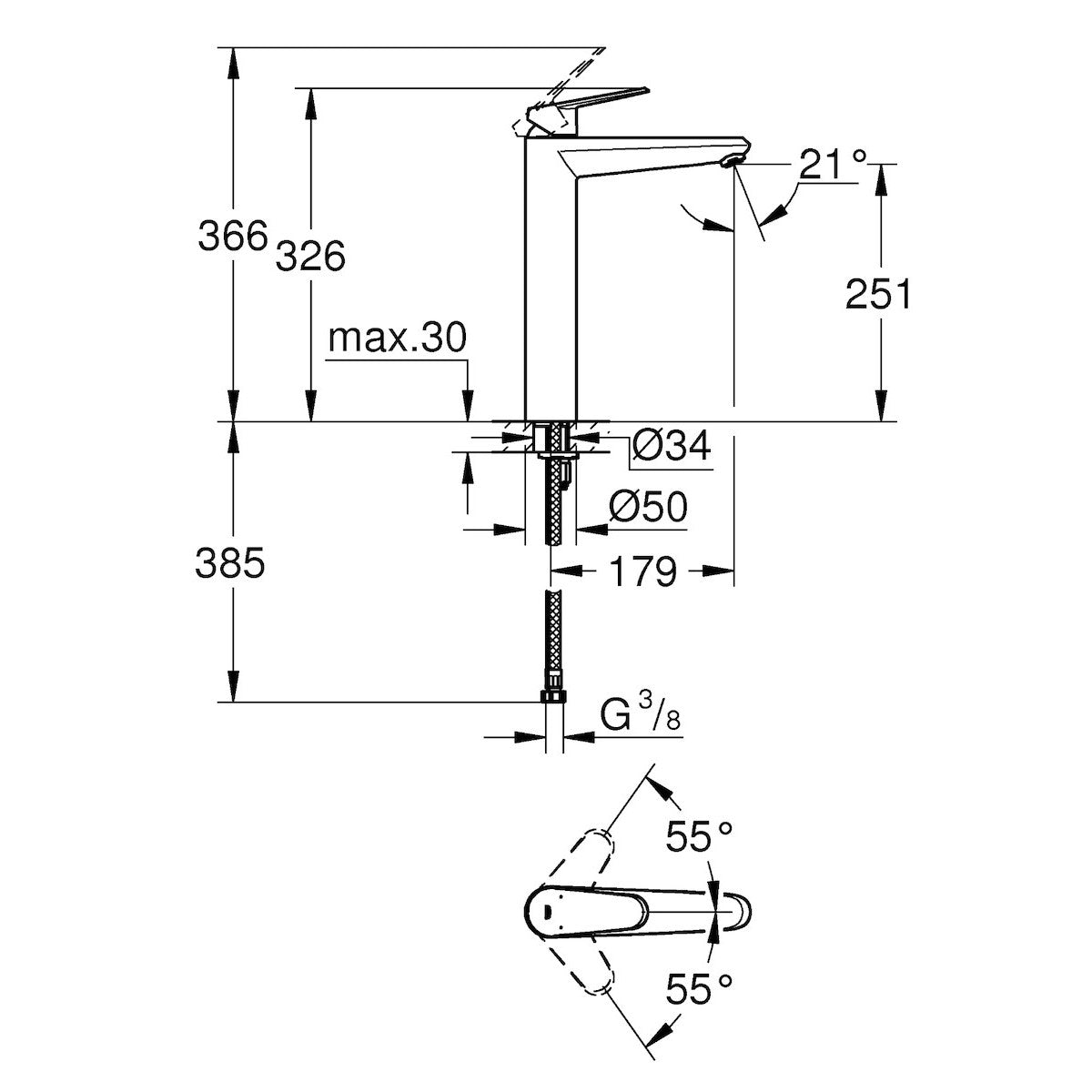 Armature za umivalnike — 23432000 Grohe Eurodisc Cosmopolitan visoka armatura za umivalnik | SAN-KERAMIKA.SI