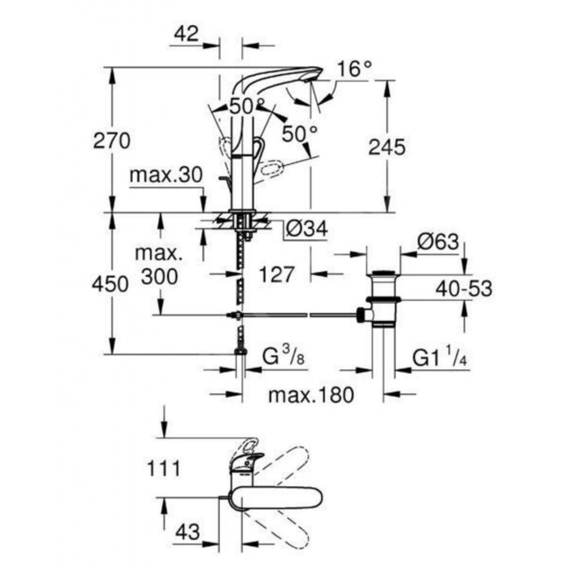 Armature za umivalnike — 23569003 Grohe Eurostyle New vrtljiva visoka armatura za umivalnik | SAN-KERAMIKA.SI