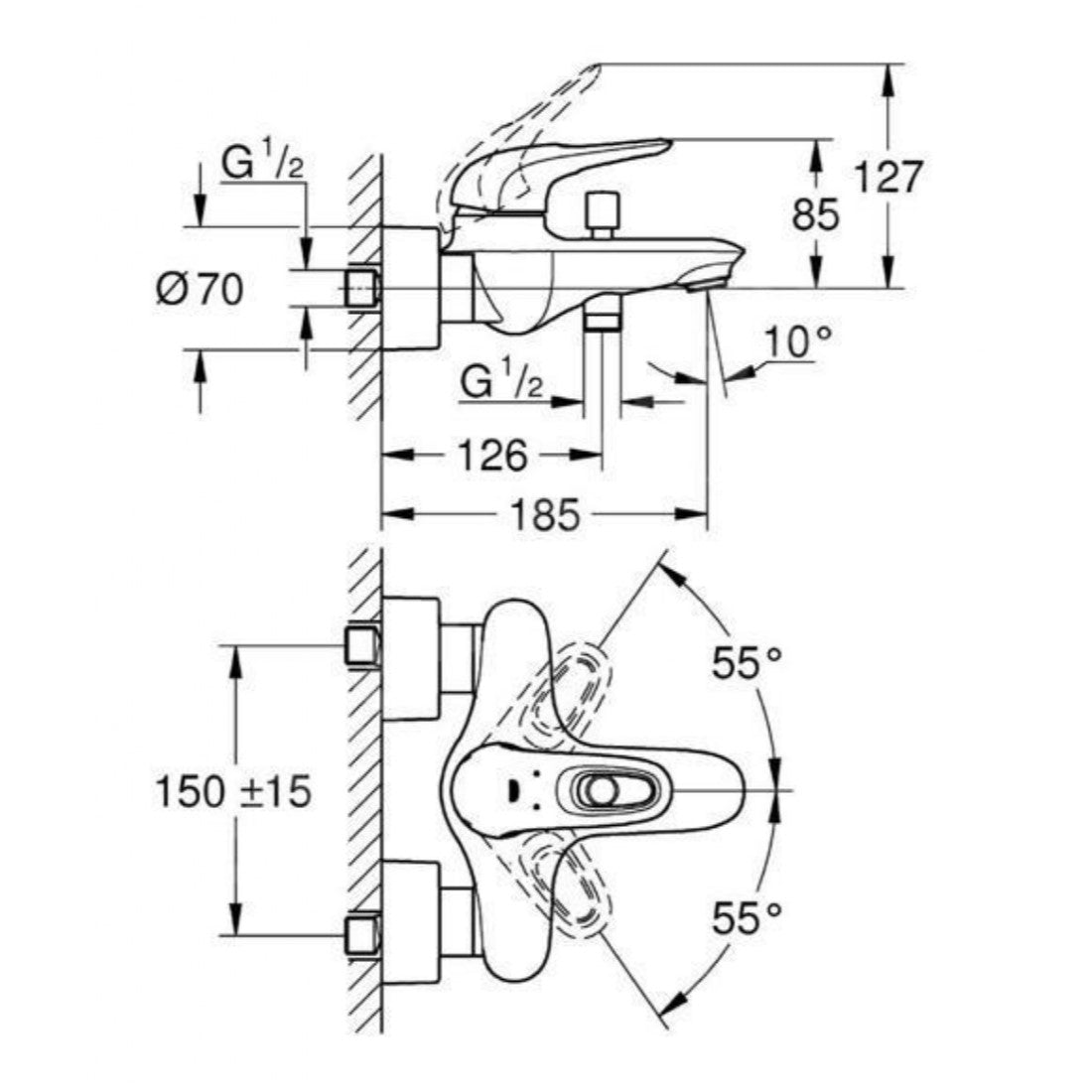 Armature za kadi — 23726003 Grohe Eurostyle armatura za kad | SAN-KERAMIKA.SI