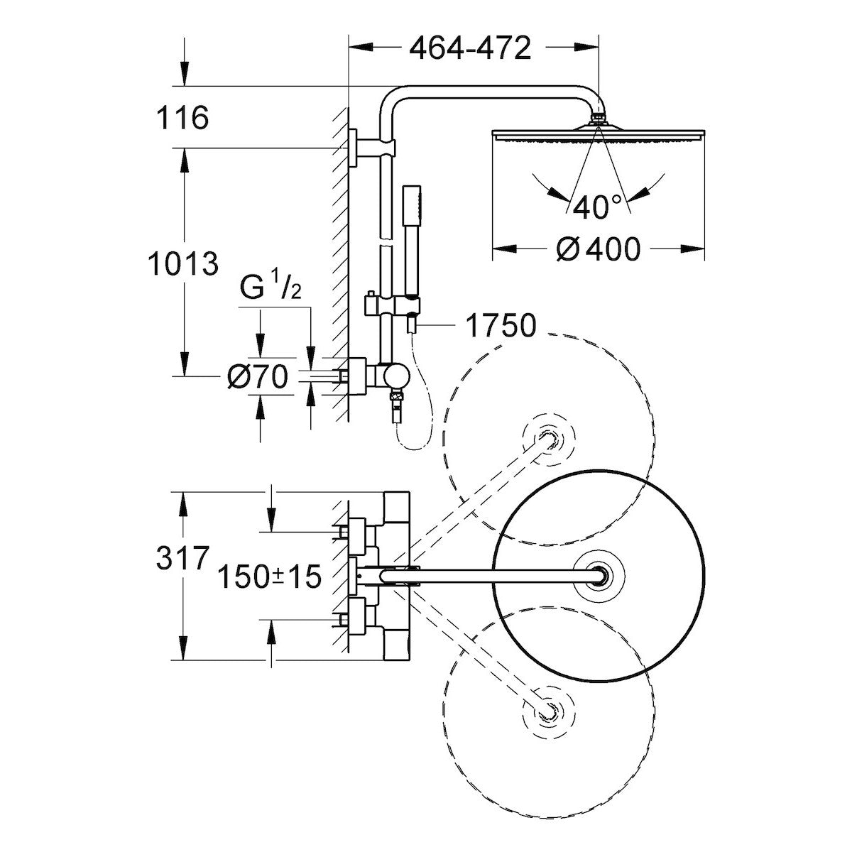 Tuš sistemi — 27174001 Grohe Rainshower System 400 termostatska armatura s tuš setom | SAN-KERAMIKA.SI