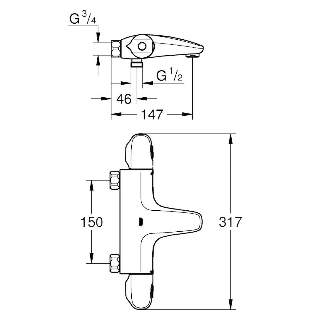 34156003 Grohe Grohtherm 1000 New armatura za kad termostatska