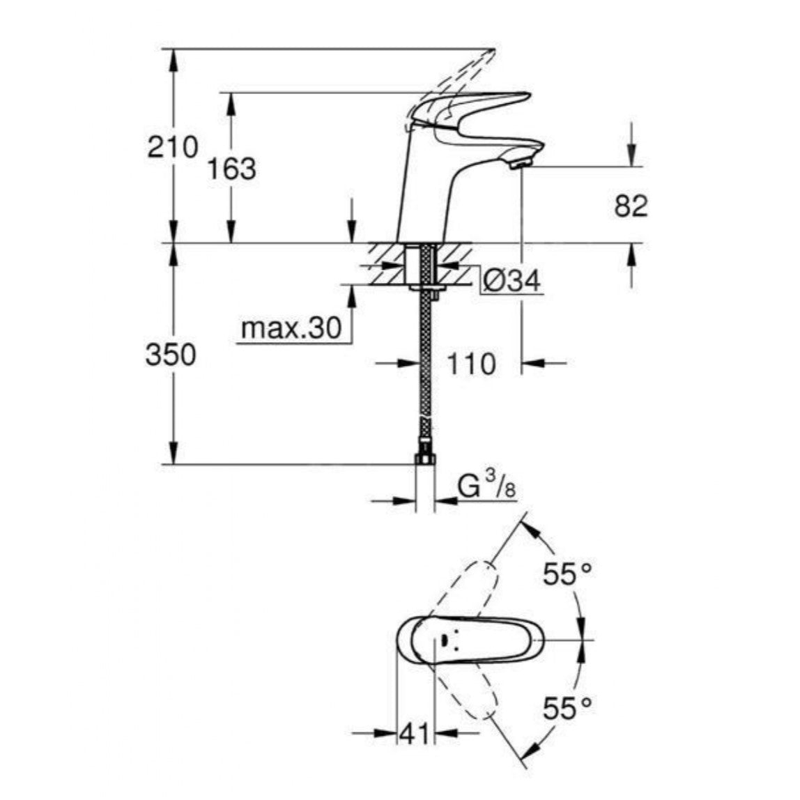 Armature za umivalnike — 23715003 Grohe Eurostyle New bez armatura za umivalnik | SAN-KERAMIKA.SI